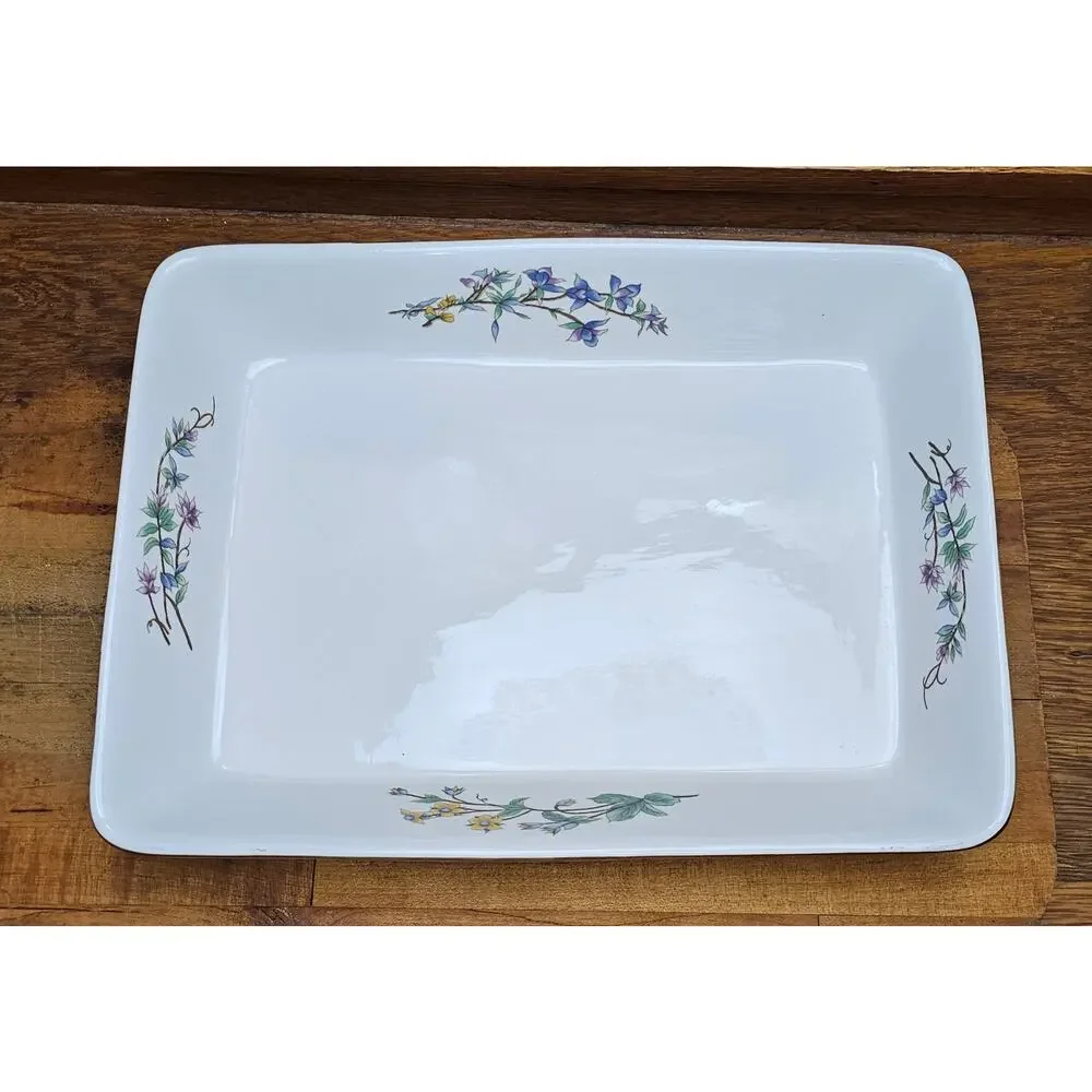 Woodhill Fine Bakeware Ceramic Botanical Floral Casserole Lasagna Dish 12 x 9